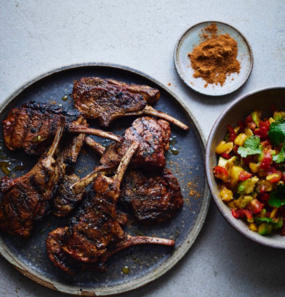 Jerk Lamb Chops with Mango Salsa | Spice Kitchen