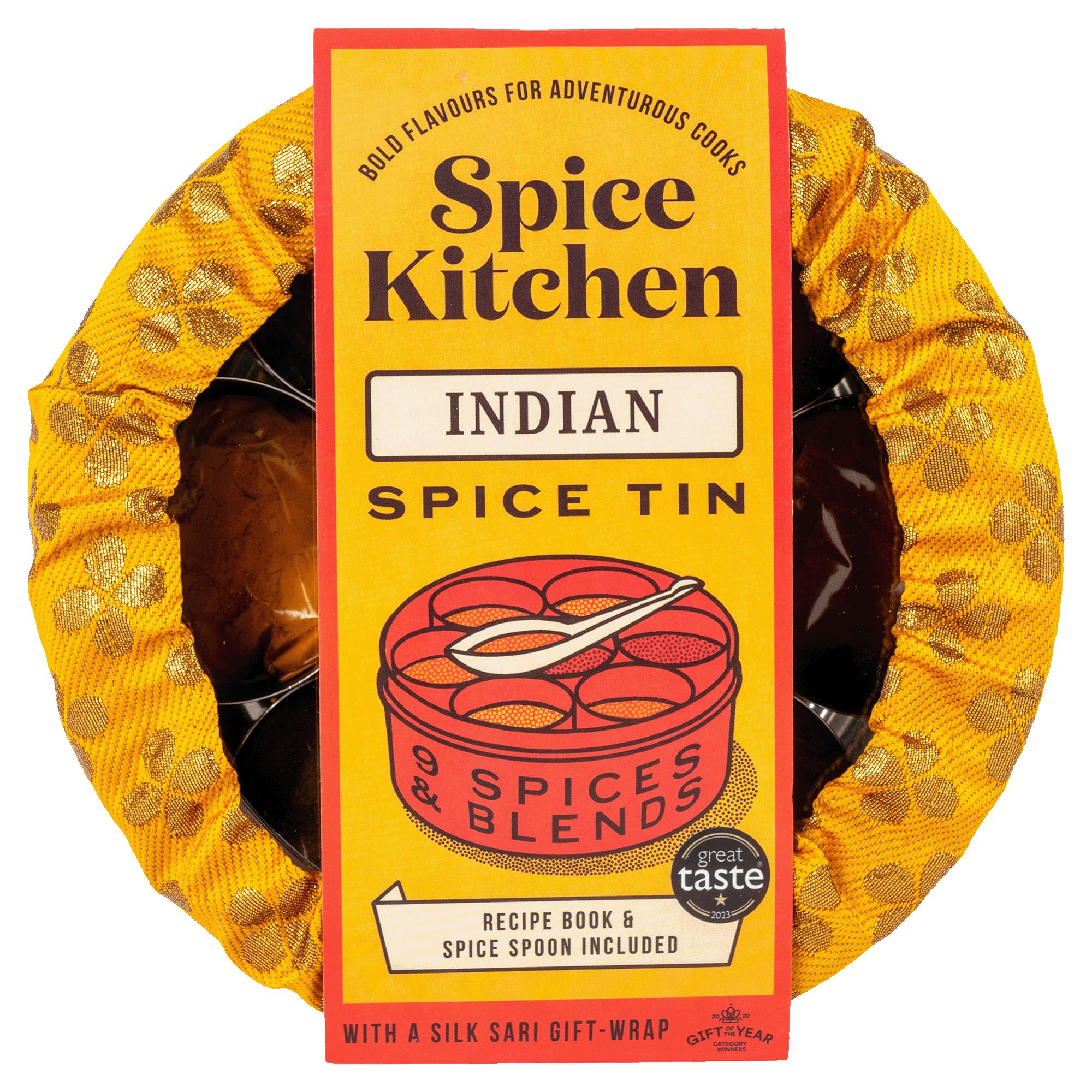 Nadiya's Simple Spices & Spice Tin, 9 Spices & Handmade Silk Sari Wrap - Spice Kitchen™ - Spices, Spice Blends, Gifts & Cookware