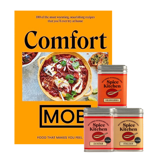 Comfort Cookery Book by Mob Kitchen with 3 of Spice Kitchen's Spice Blends – Za'atar, Italian & Shawarma